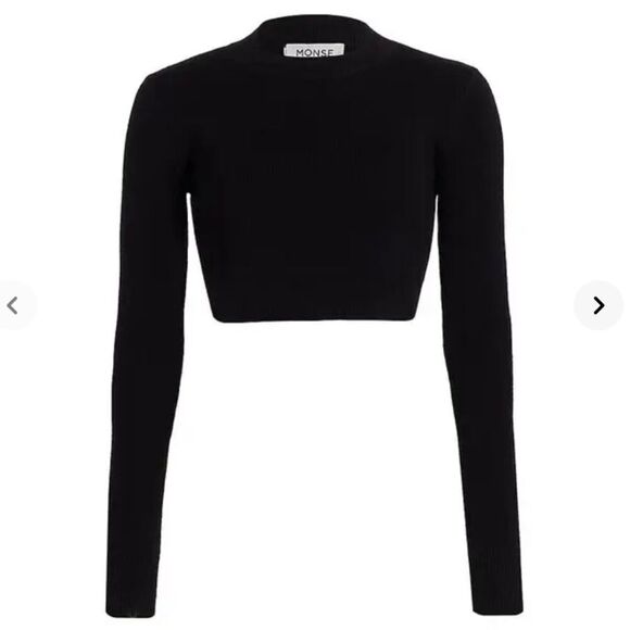 Monse Knit Open Back Cropped Sweater  Women's Black Size Large - Picture 1 of 8